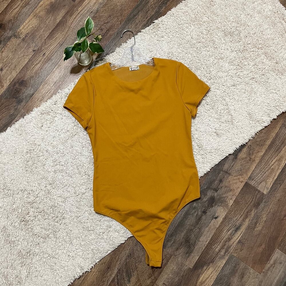 Intimately Free People Medium Mustard Yellow Thong Alexis Thong Tee Bodysuit
